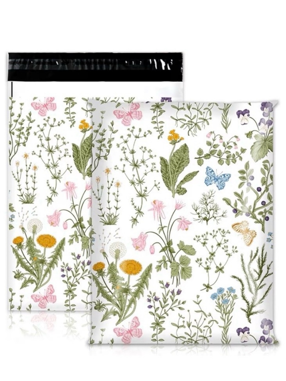 Vintage Retro Wildflower Poly Mailers 10x13 + Matching Tissue Paper Set (20) - Picture 2 of 3